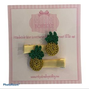 New pair of handmade crochet Pineapple girls clips